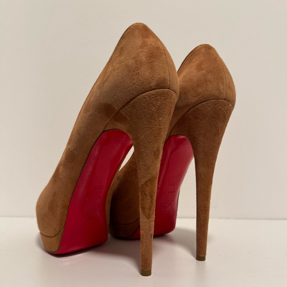 Christian Louboutin Tan Heels with Red Soles